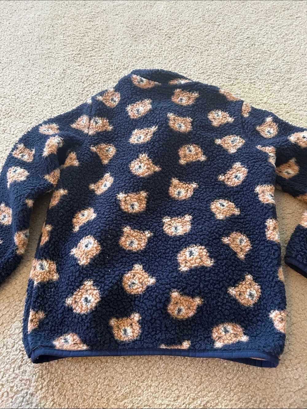 Gymboree Navy Fleece Pullover with Teddy Bear Pattern
